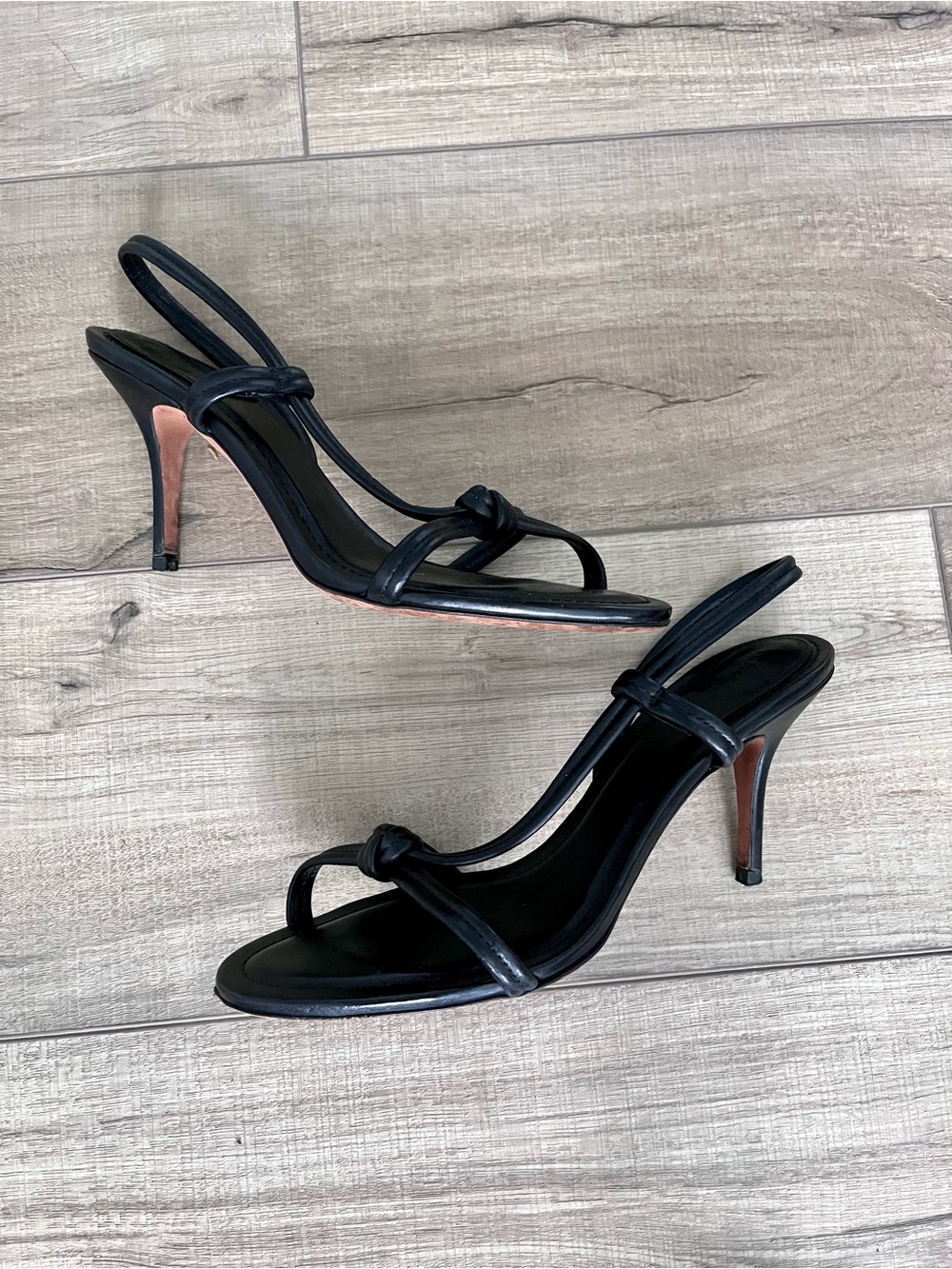 Ralph Lauren Women's Black Knotted Strap Stiletto High Heel Sandals, 9